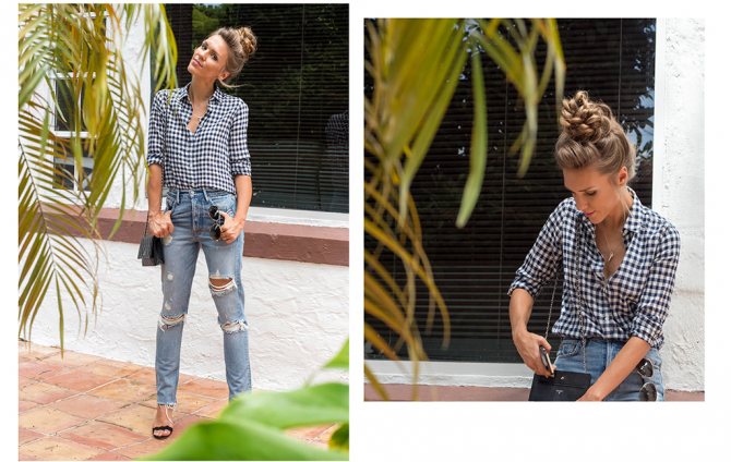 На мне: рубашка из хлопка, J.Crew; джинсы, GRLFRND; босоножки, Loeffler Randall