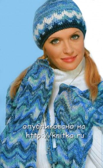 Полосатый шарф спицами с полосатым узором. Вязание спицами.